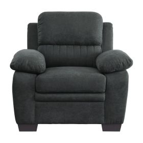 Plush Seating Chair 1pc Dark Gray Textured Fabric Channel Tufting Solid Wood Frame Modern Living Room Furniture Plush Seating Chair 1pc Dark Gray Textured Fabric Channel Tufting Solid Wood Frame Modern Living Room Furniture
